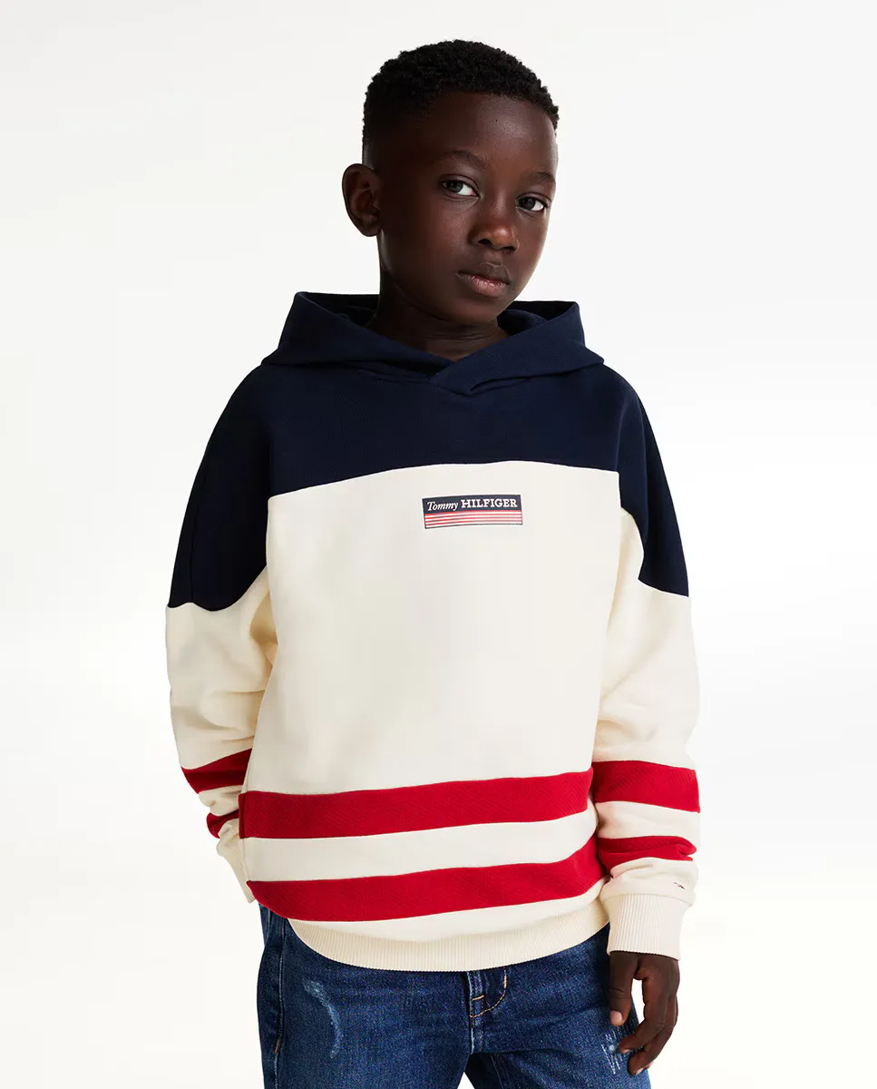 

Толстовка с капюшоном и принтом для мальчиков Tommy Hilfiger, белый
