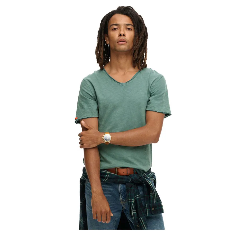 

Футболка с коротким рукавом Superdry Raw Edge Slub V, зеленый