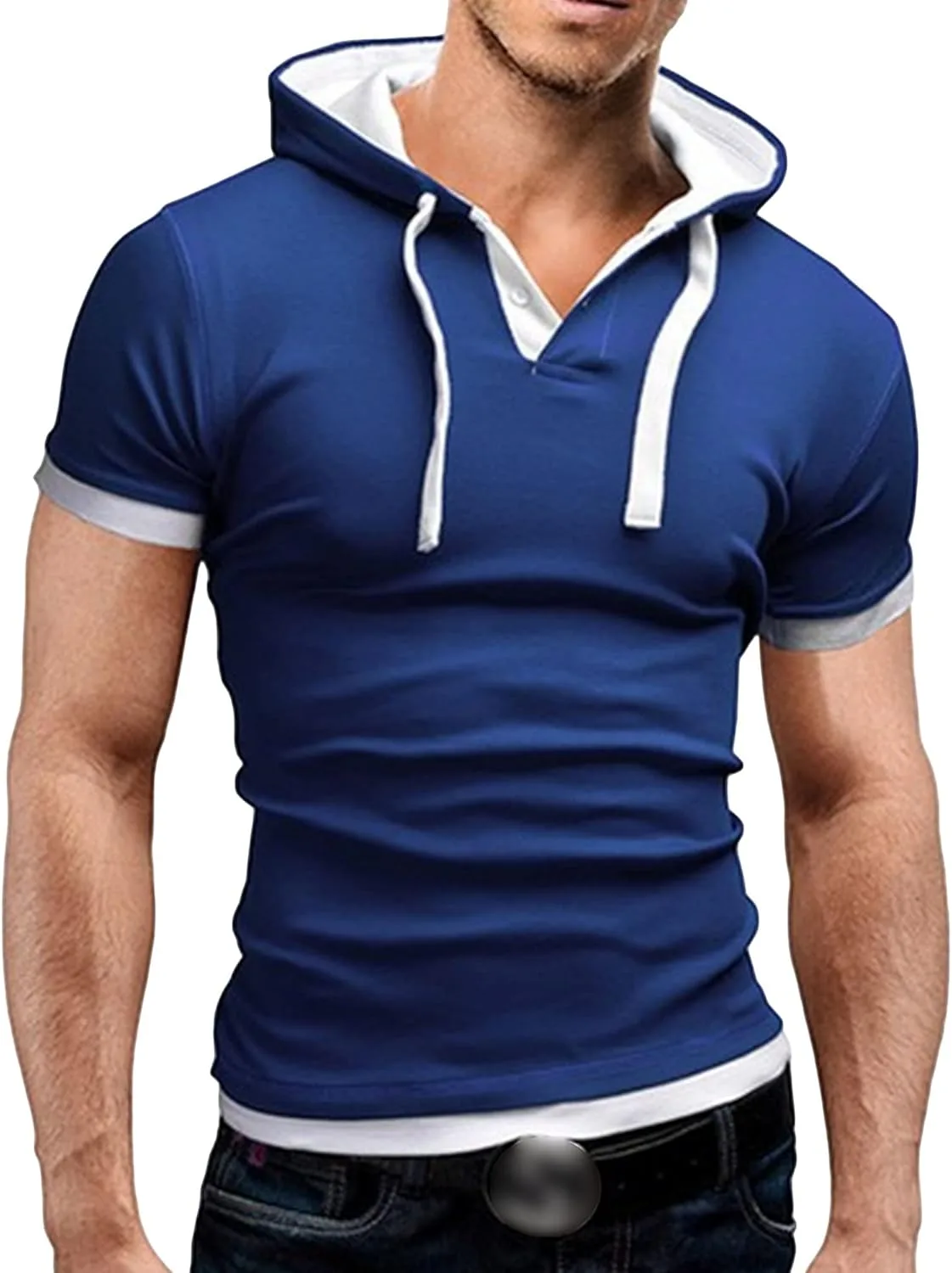 

Мужская легкая бейсбольная худи с коротким рукавом Slim Fit