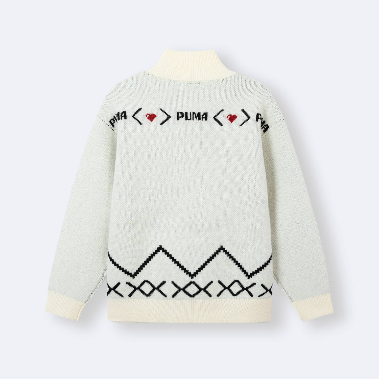 Детский свитер со стоячим воротником средней высоты Puma, экрю — фото 3
