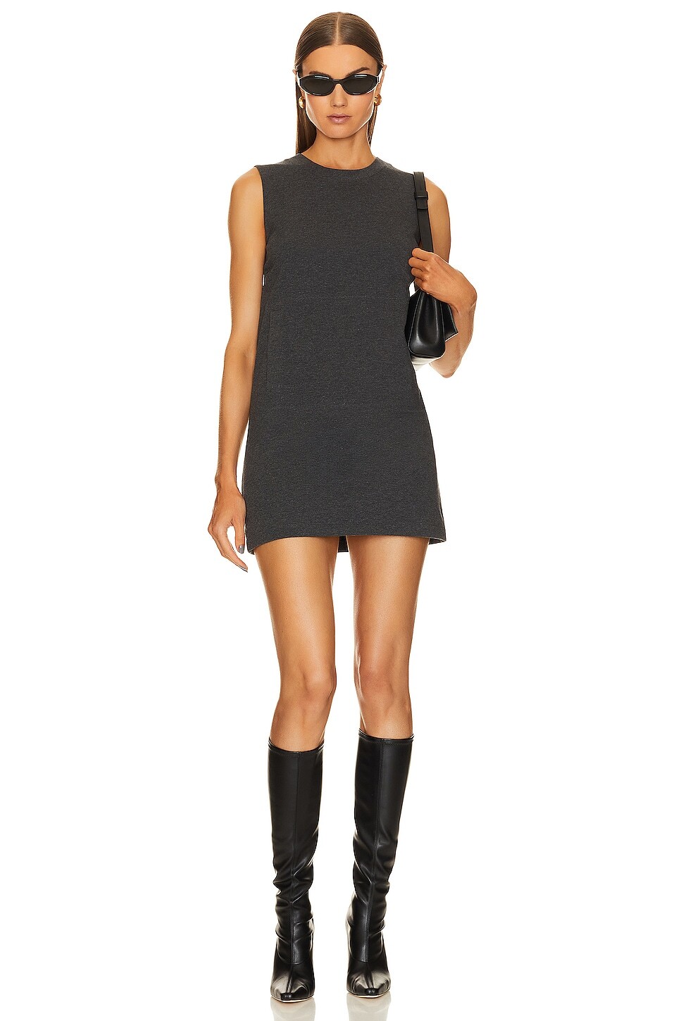 

Платье мини Norma Kamali Sleeveless Tailored Terry, цвет Dark Heather Grey