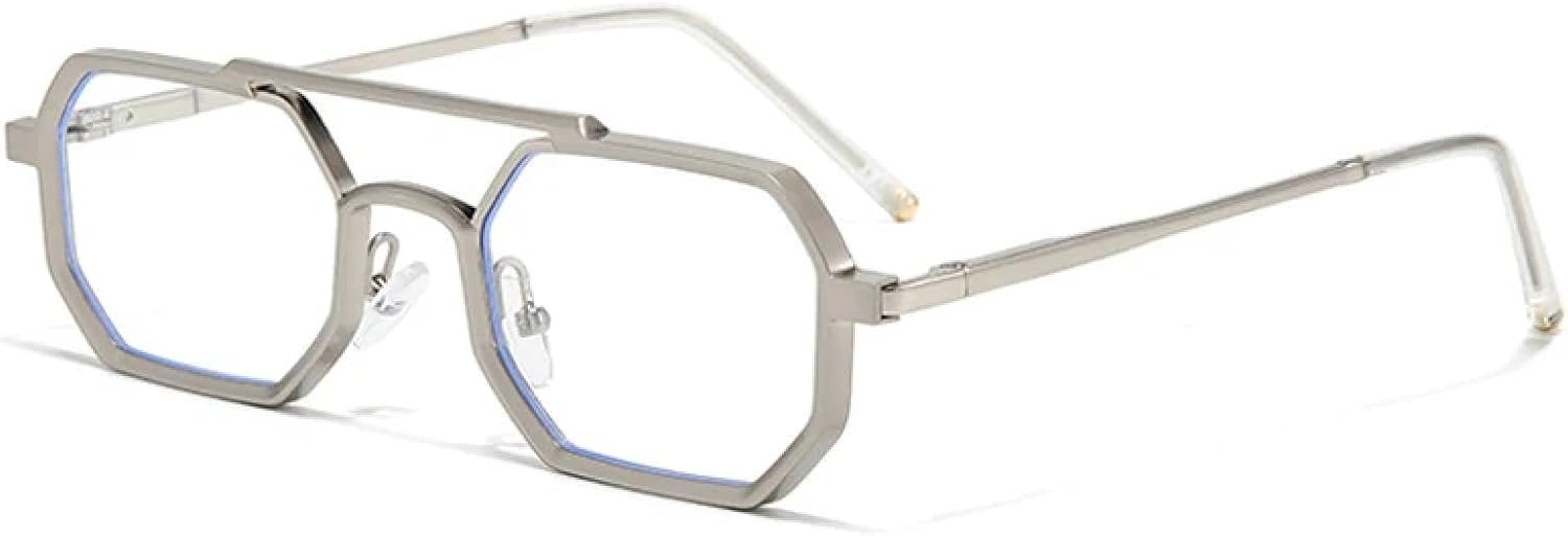 

Мужские солнцезащитные очки в стиле ретро с двойной перемычкой, многоугольные, маленькие, с прозрачными линзами с градиентом цвета "океан", женские очки в металлической оправе TVTBBVV, Silver Clear