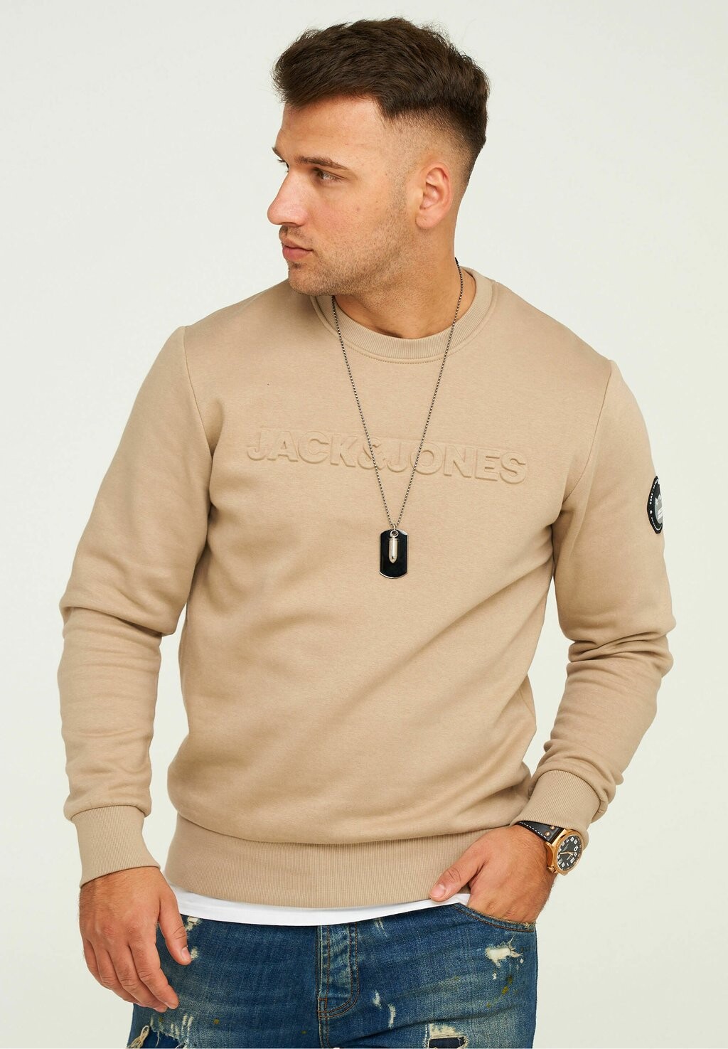 

Толстовка JCOBOOM CREW NECK Jack & Jones, бежевый