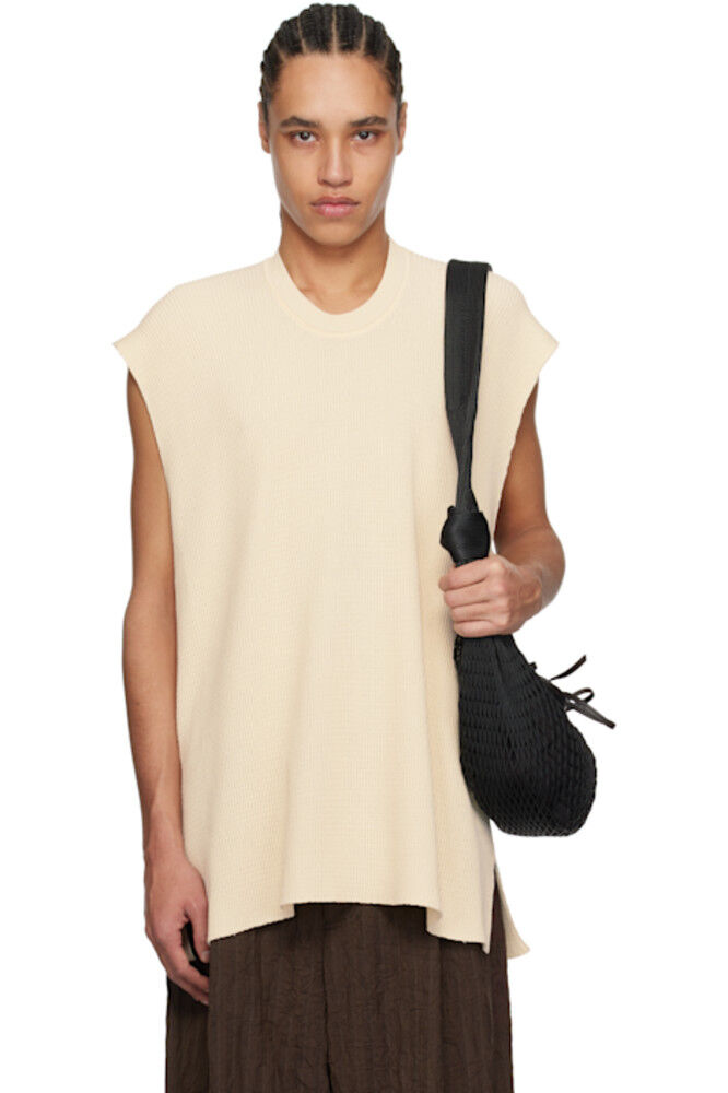 

Бежевый плотный трикотажный жилет из хлопка HOMME PLISSÉ ISSEY MIYAKE