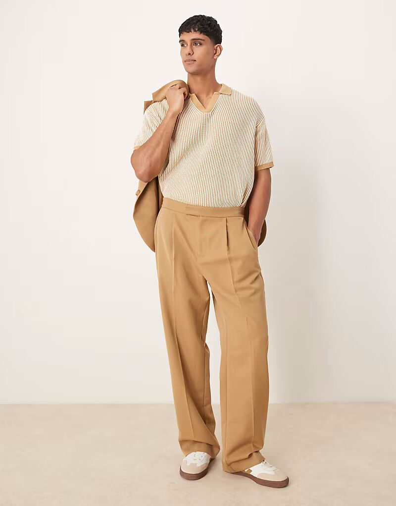 

Широкие брюки цвета верблюжьей шерсти Asos Design