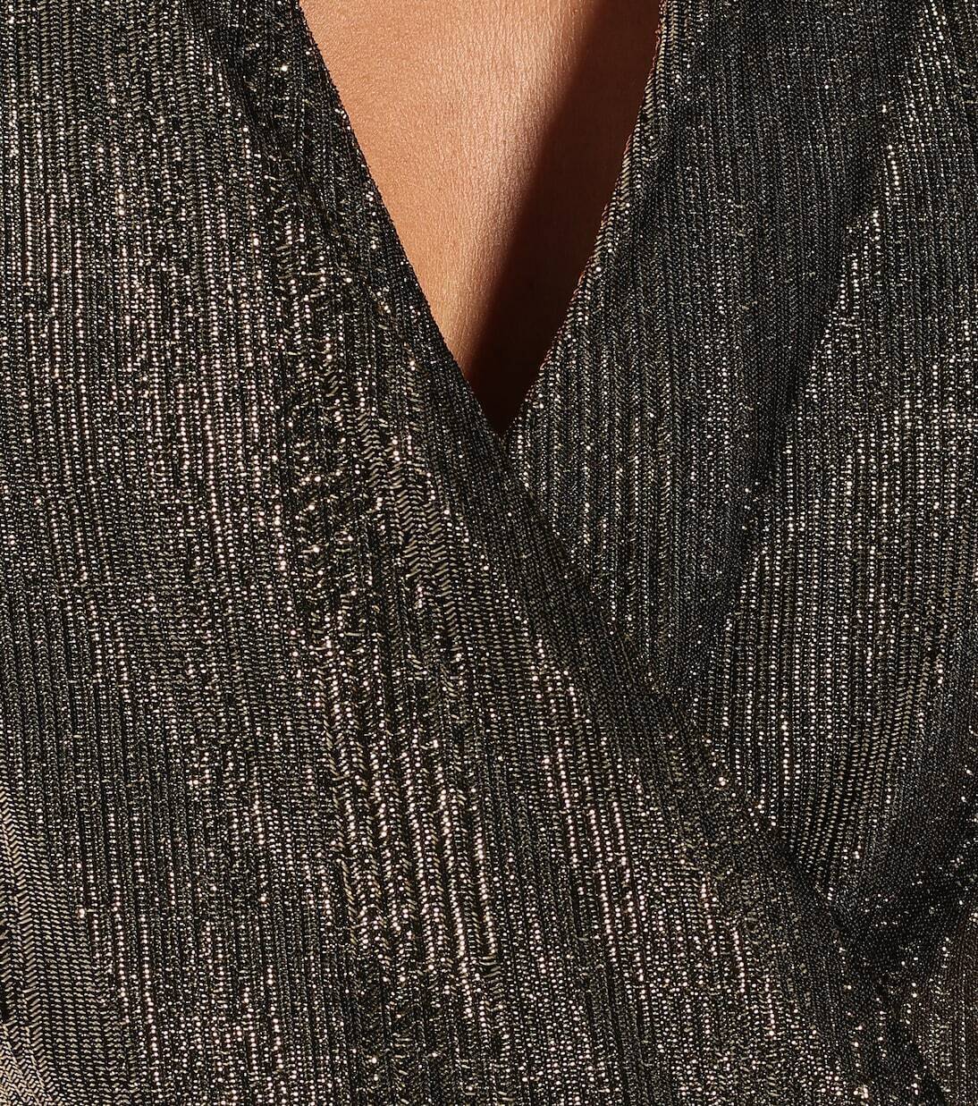 Платье-халат с металлическим отливом Vetements, золотой — фото 4