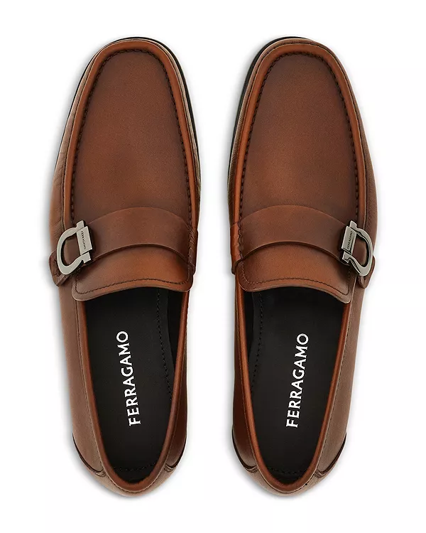 Мужские лоферы с пряжкой Ferragamo, коричневый — фото 2