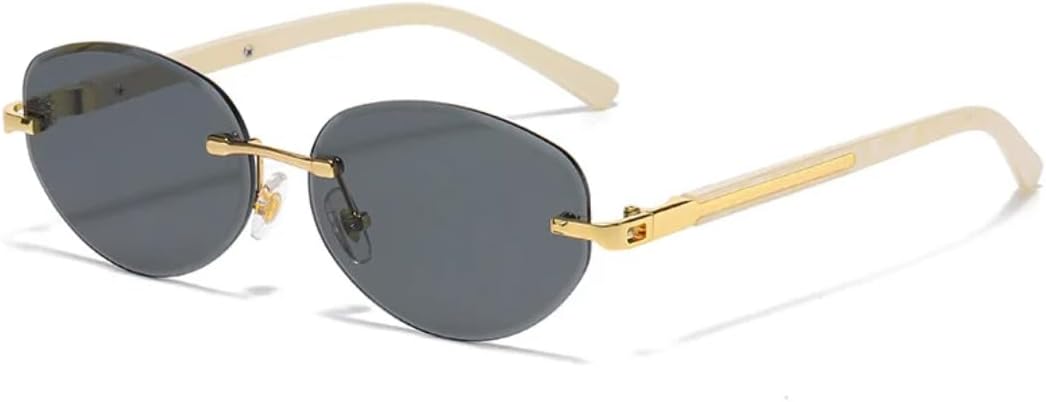 

Модные тренды: овальные солнцезащитные очки без оправы, женские, люксовые, с градиентным переходом, мужские, панк, солнцезащитные очки с защитой от УФ-излучения UV400 TVTBBVV, Gold-black