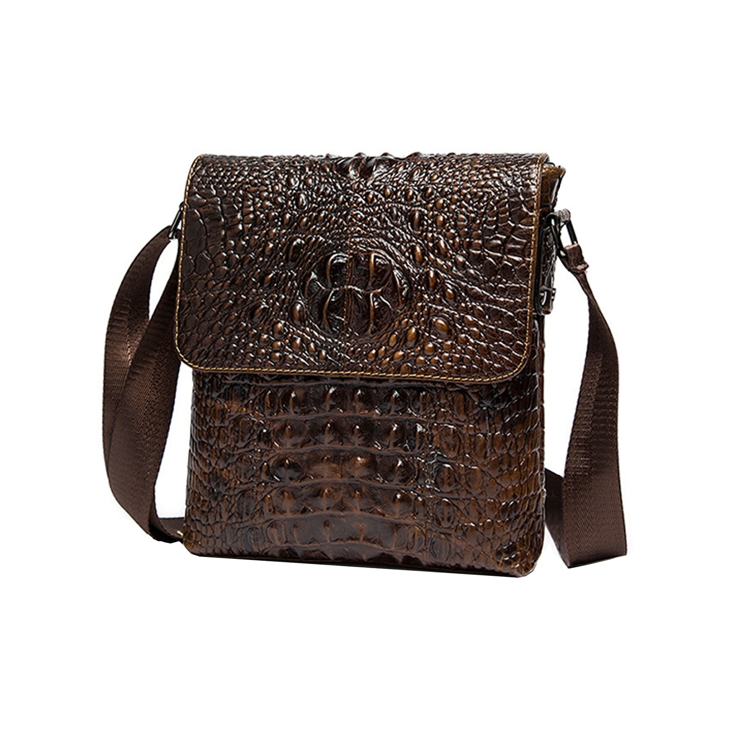 

KONADCT Верхний слой натуральной кожи Кожаная сумка через плечо Мужская наплечная сумка Черный Кофе, Coffee