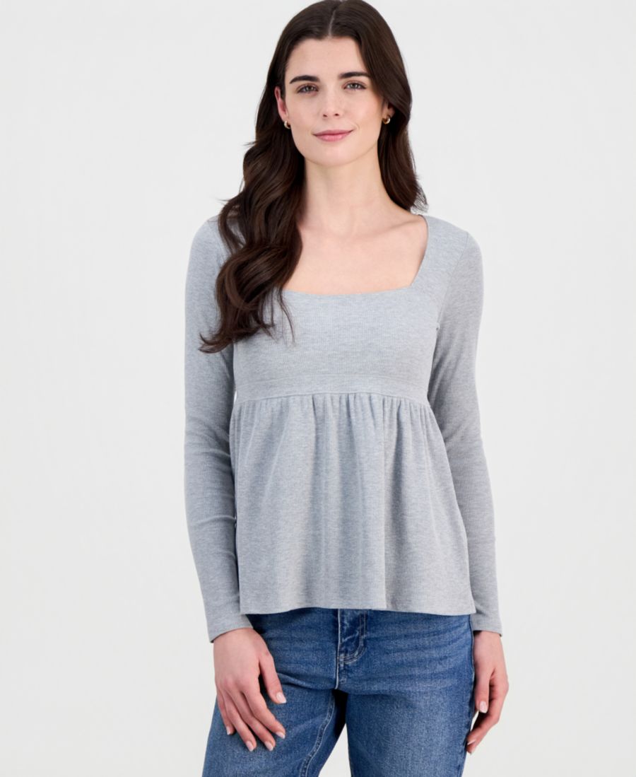 

Детский топ-бэбидолл с длинными рукавами в рубчик Madden Girl, Heather Grey