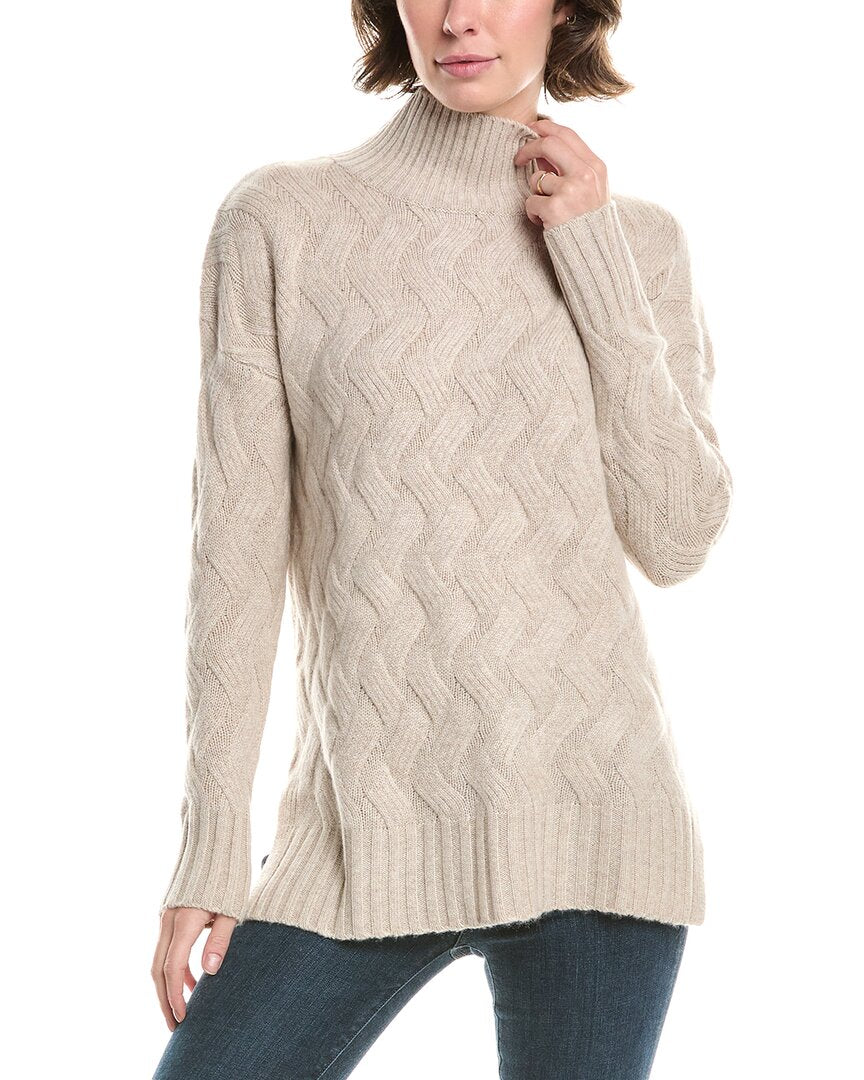 

Форте Кашемир Люкс Косой Вязки Воротник-воронка Кашемировый Свитер Forte Cashmere, серый