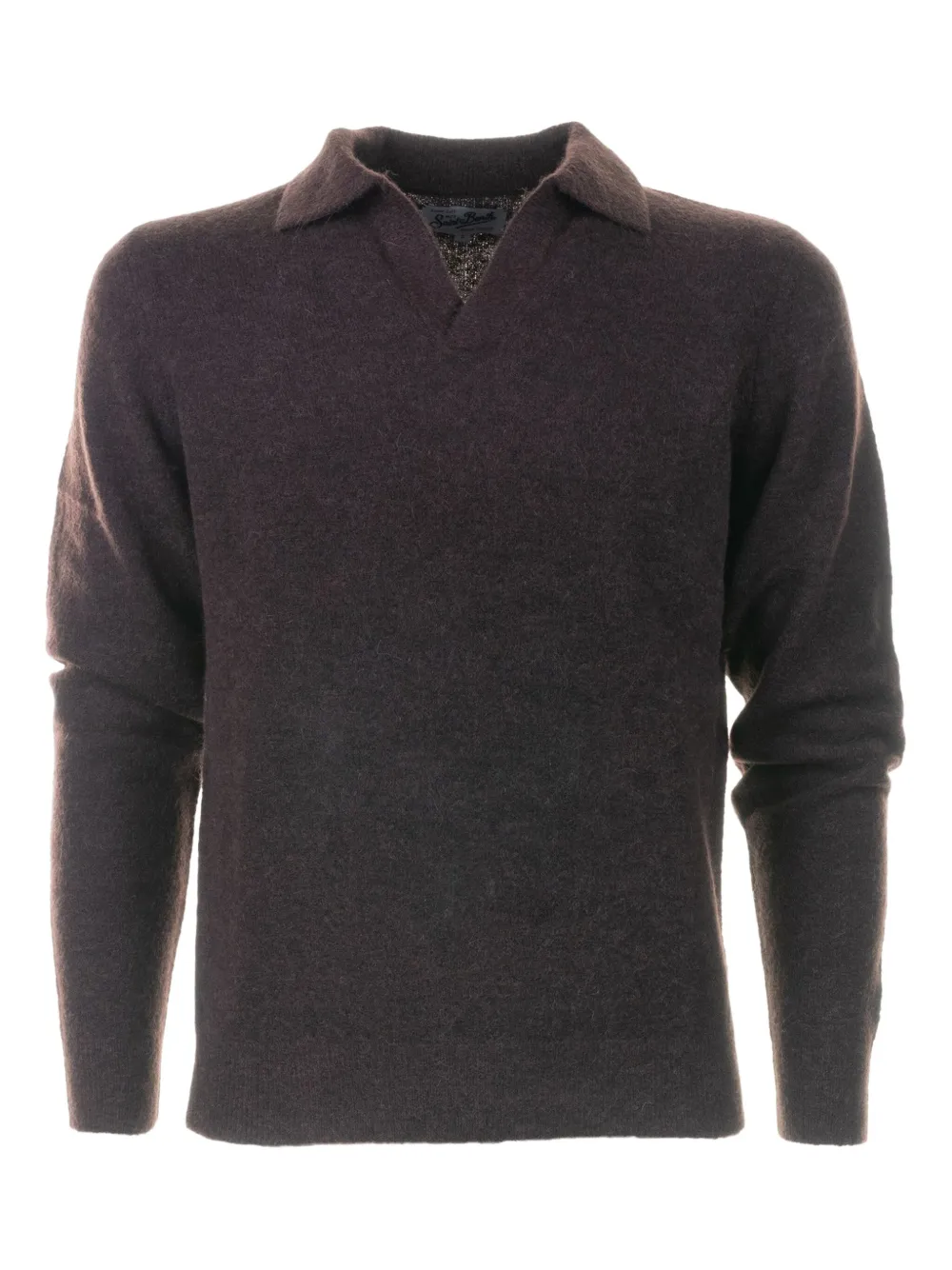 

Свитер с V-образным вырезом и воротником поло Mc2 Saint Barth, коричневый