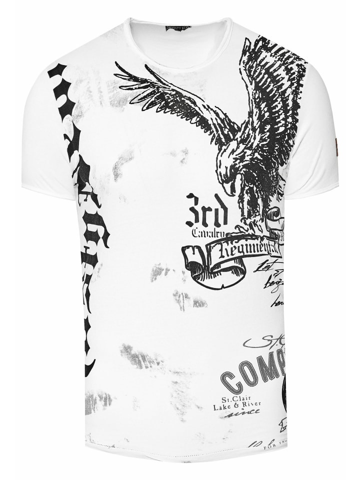 

Выцветшая белая футболка с принтом Американский орел Rusty Neal, Белый, Выцветшая белая футболка с принтом Американский орел Rusty Neal