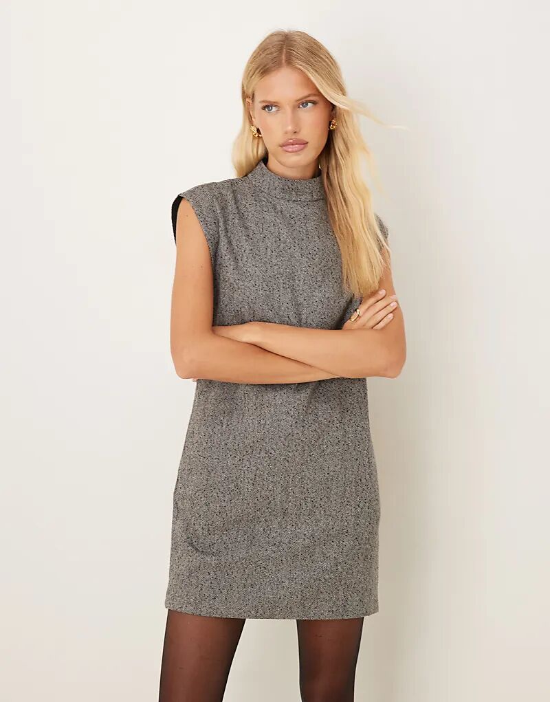 

Мини-платье без рукавов с высоким воротом ASOS DESIGN темно-серого цвета