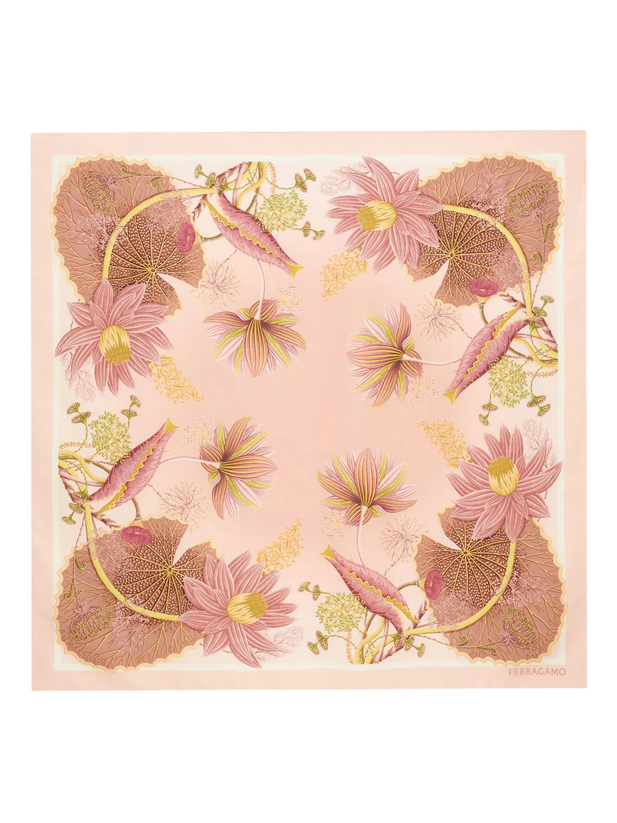 

Шелковый шарф с принтом в виде водяных лилий Ferragamo, розовый