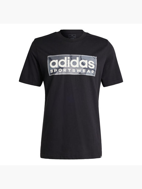 

Камуфляжная футболка с линейным рисунком Adidas, черный