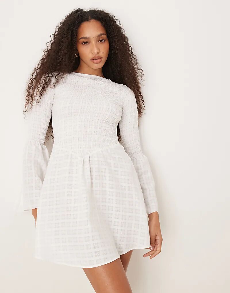 

Белое мини-платье ASOS DESIGN с рукавами-ангелочками и сборками