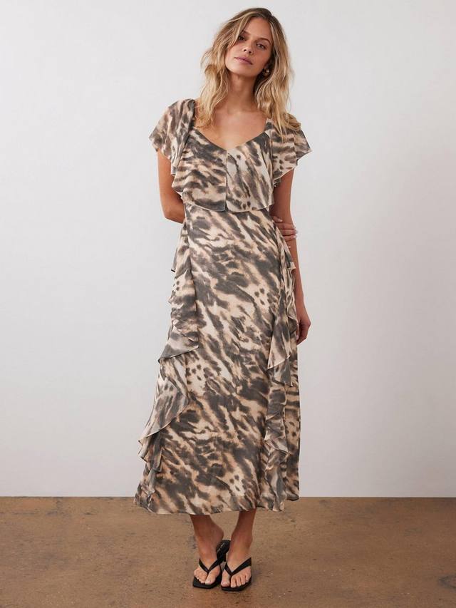 

Платье макси с рюшами в стиле animal print Mint Velvet, Natural/Multi