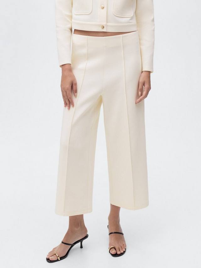 

Кроп брюки в стиле джерси Mango, Light Beige