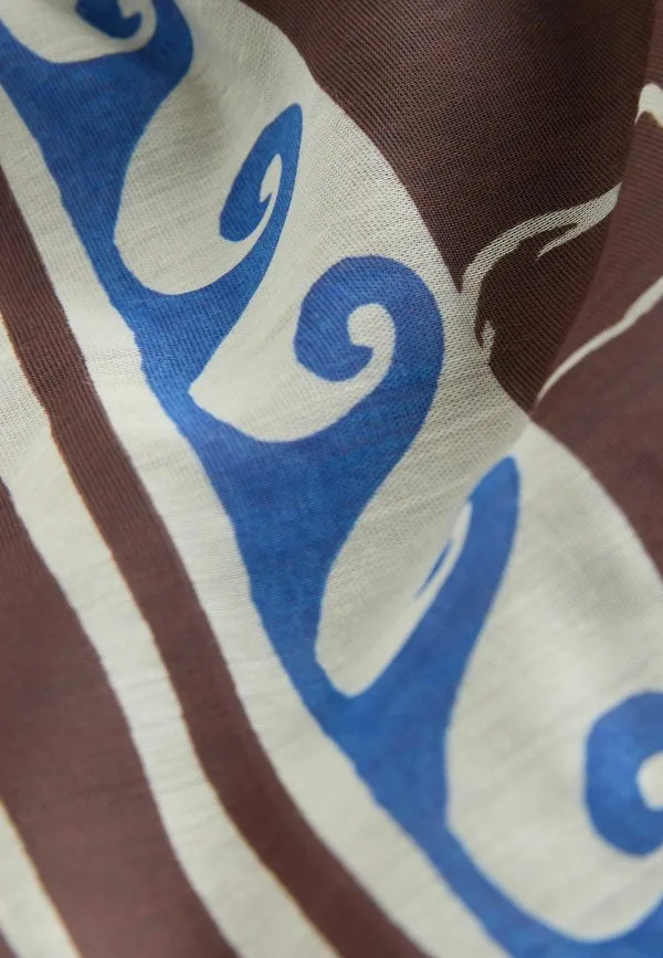 Легкие брюки прямого кроя с широкими штанинами Next, Brown Blue Border Print — фото 2