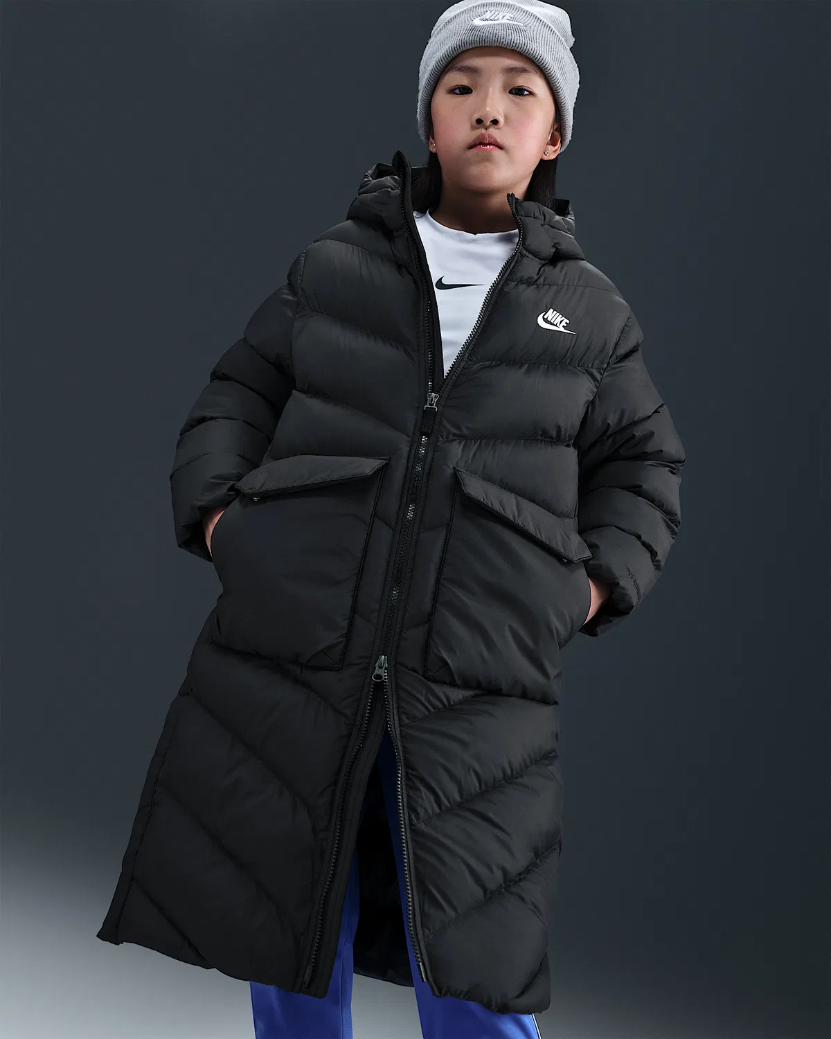 Детская пуховая куртка Nike Sportswear All Day Play Therma-FIT свободного кроя, Black/White — фото 2