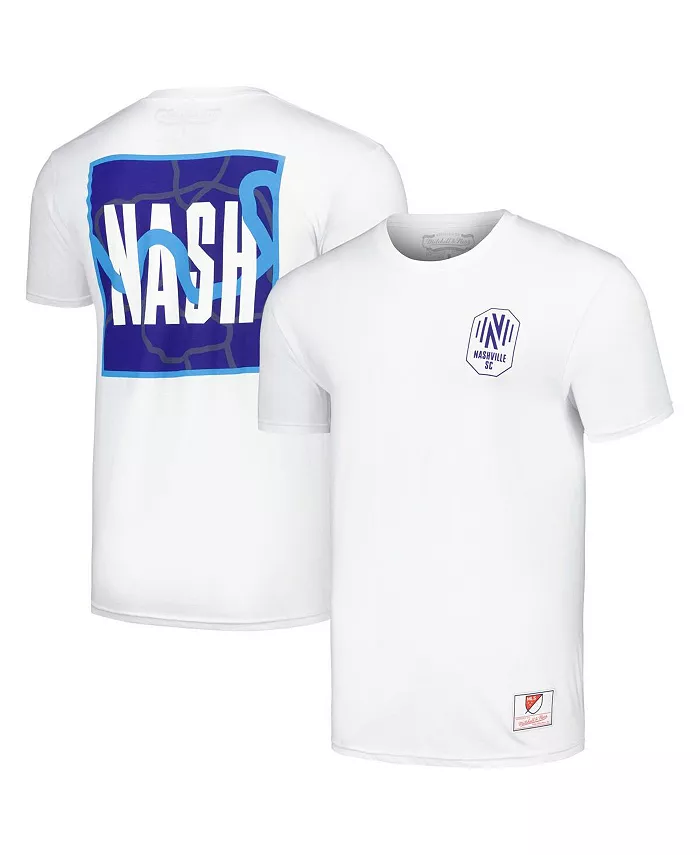 

Мужская белая футболка Nashville SC 2024 Hook 615 Mitchell & Ness