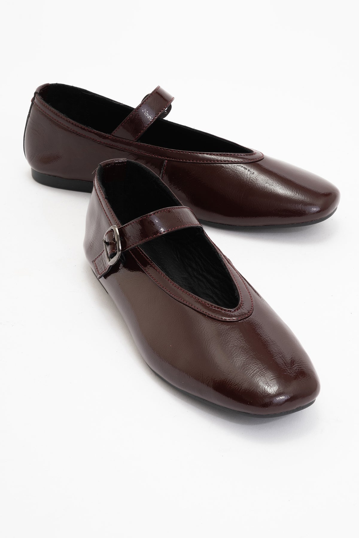 Кожаные балетки Matilda Mary Jane Forever & Always Shoes, Burgundy Patent Leather