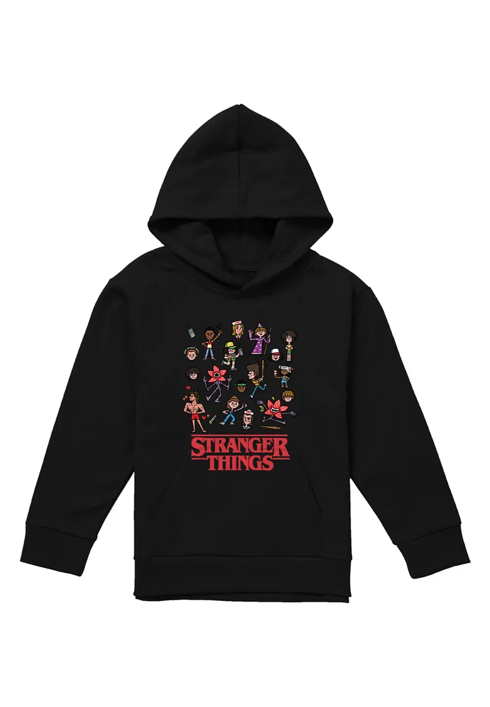 Детский худи Stranger Things с принтом, черный — фото 4