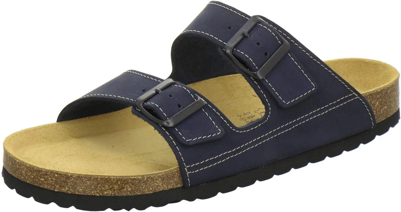 Мужские спортивные мюли AFS Shoes 3110 из кожи с удобной пробковой стелькой. Сделано в Германии AFS-Schuhe, Navy Nubuck