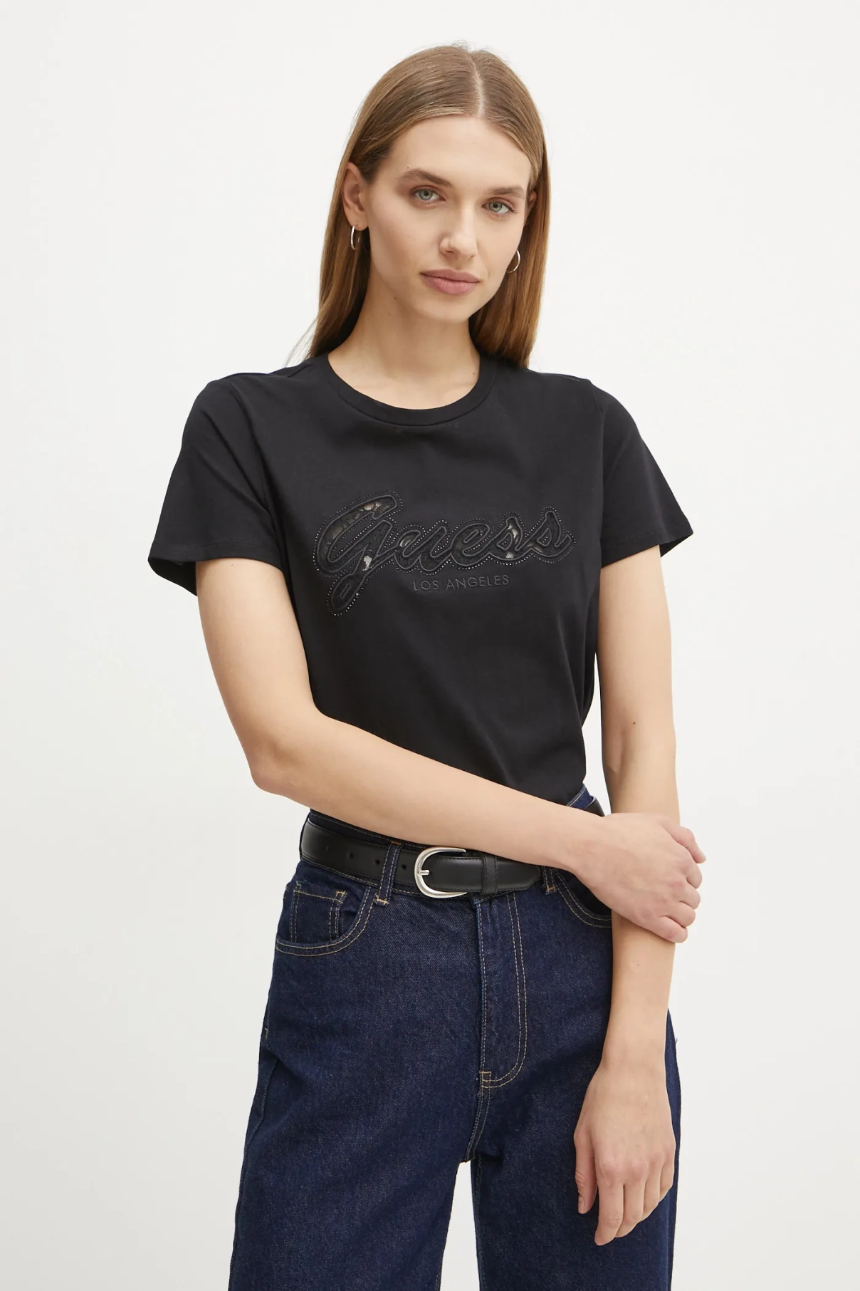 

Хлопковая футболка Guess, черный