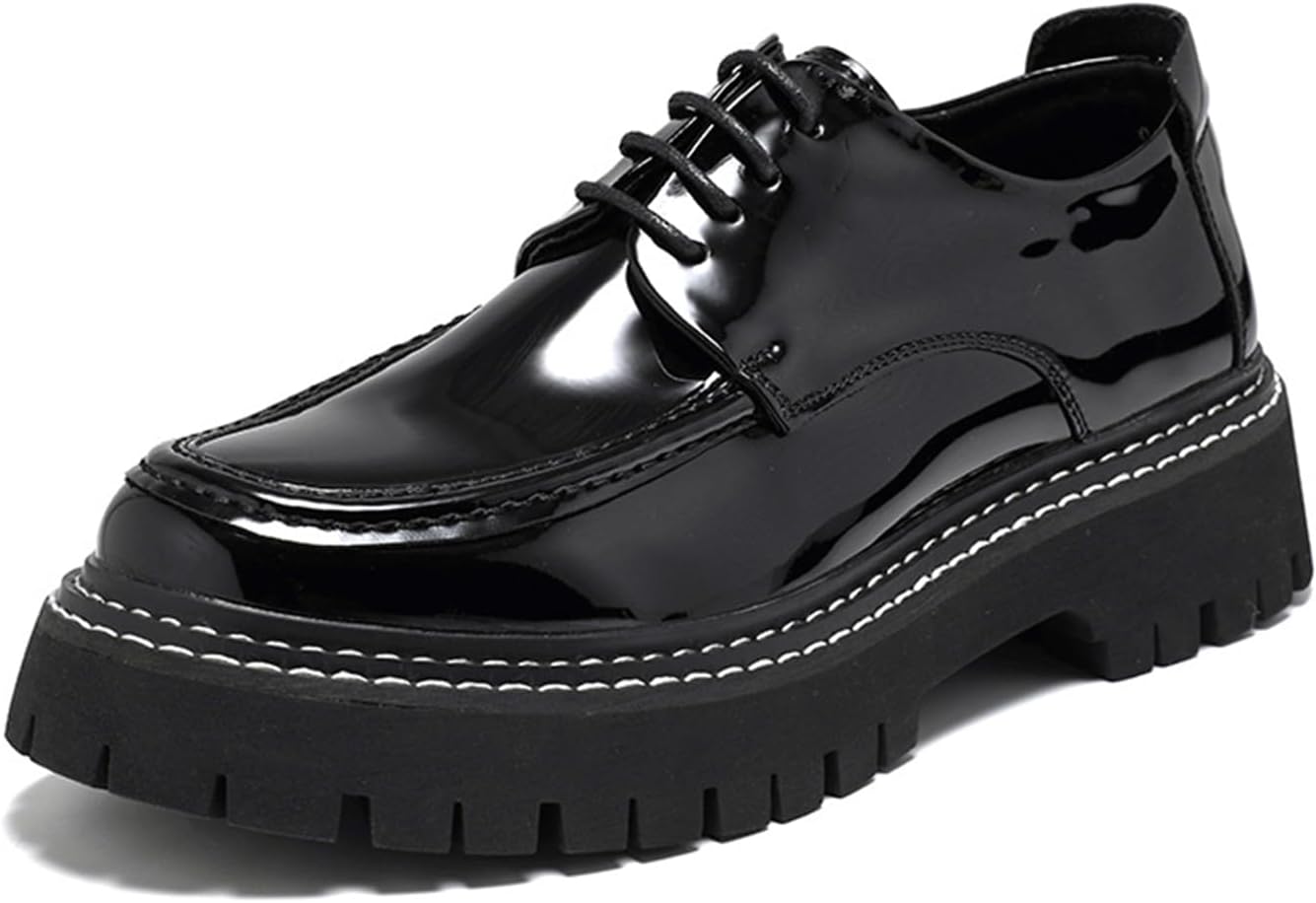 

Мужские зеленые лакированные оксфорды на платформе с толстой подошвой, шнуровкой и круглым носком, деловые повседневные мокасины для свадьбы или вечеринки Xiaoguli