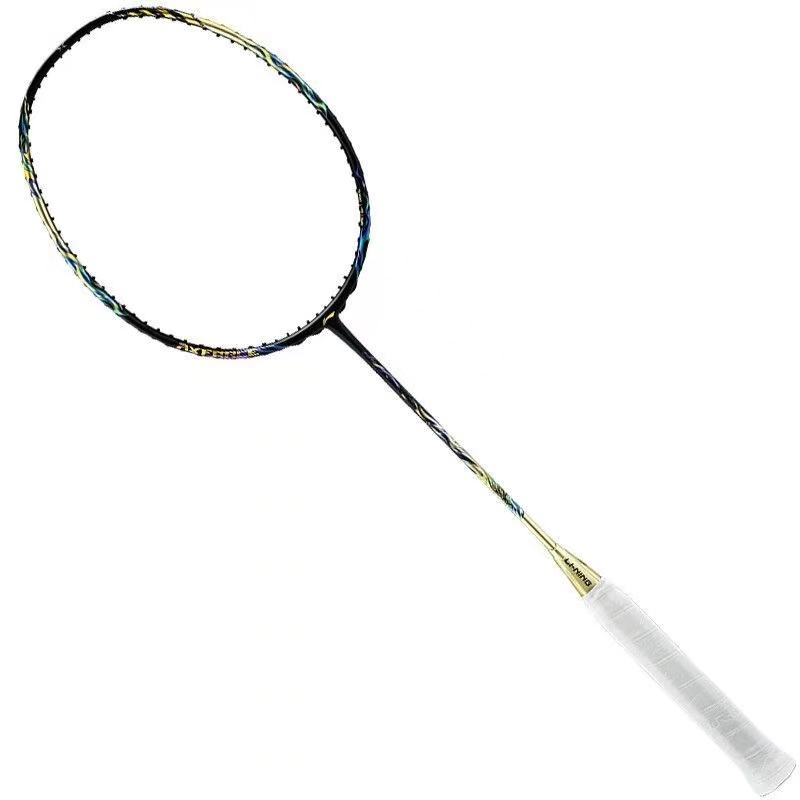 

LINING Thunder 100 бадминтонная ракетка full carbon, атакующая модель, утяжеленная головка, жесткое древко, профессиональная 4U G5, black gold