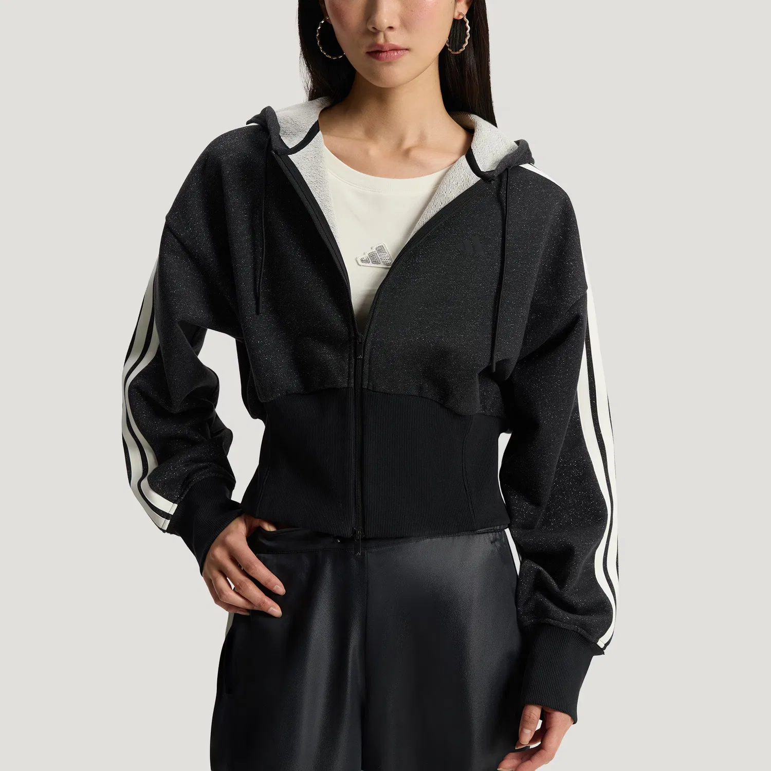 Куртка танцевальная женская Black Hooded Thin Other Adidas — фото 4