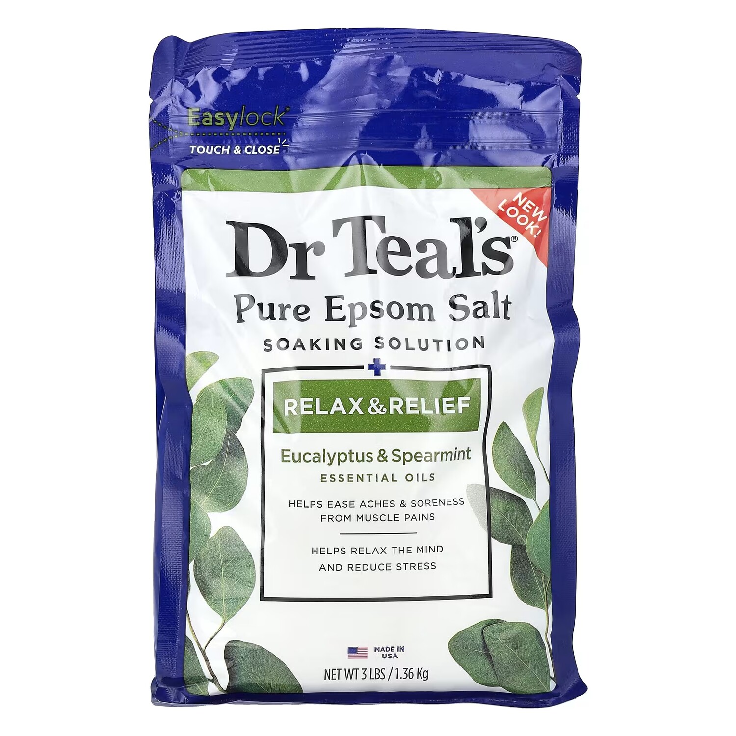 

Соль для ванны Dr. Teal's Epsom Salt Soaking Solution с эвкалиптом и мятой, 1,36 кг