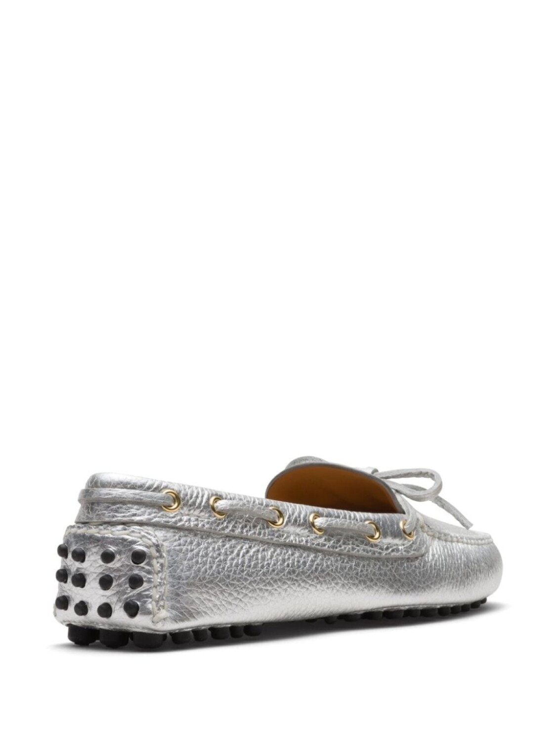 Car Shoe мокасины из зернистой кожи, серебристый — фото 3