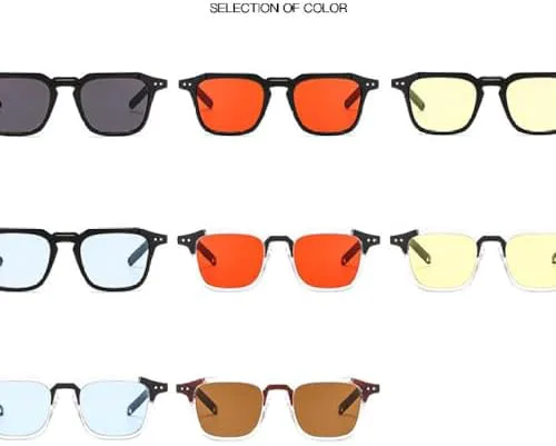 

2027 квадратный стык мужской для женщин солнцезащитные очки хип-хоп панк солнцезащитные очки винтажные солнцезащитные очки для женщин MTZJH, Black Yellow