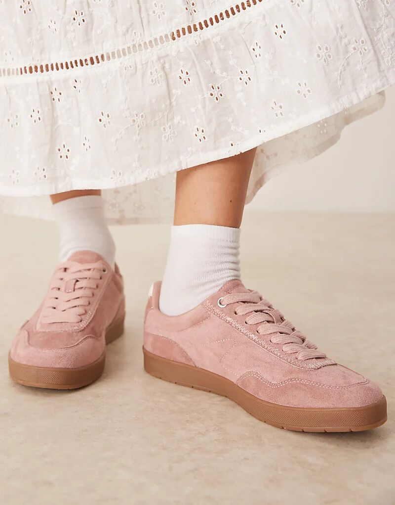 Кроссовки ASOS DESIGN Deuce со шнуровкой из розовой замши — фото 4