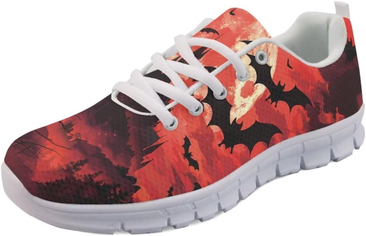 

Кроссовки Forchrinse Purple Nebula Blue Galaxy для мужчин и женщин, легкие спортивные кроссовки для бега и занятий в зале, Halloween Bats