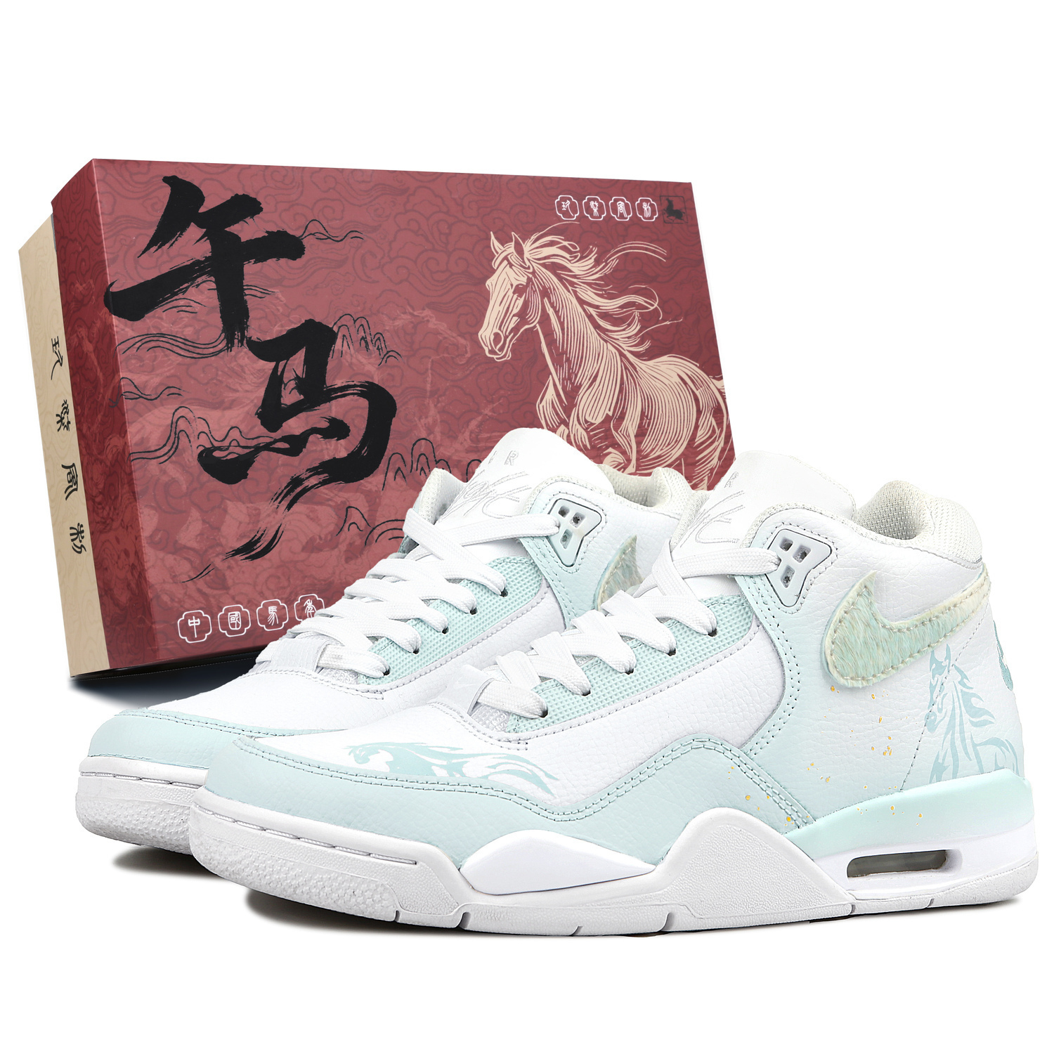

Кроссовки Flight Legacy Abrasion Resistant Mid top Vintage Basketball Shoes Unisex Cyan Nike, cyan
