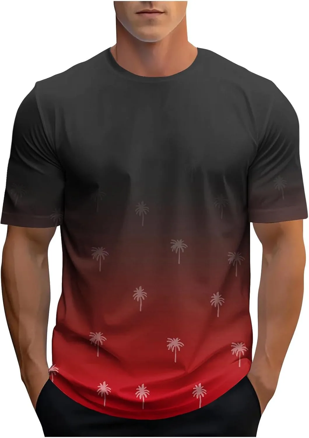 

Футболка мужская с тропическим принтом, короткий рукав, градиент