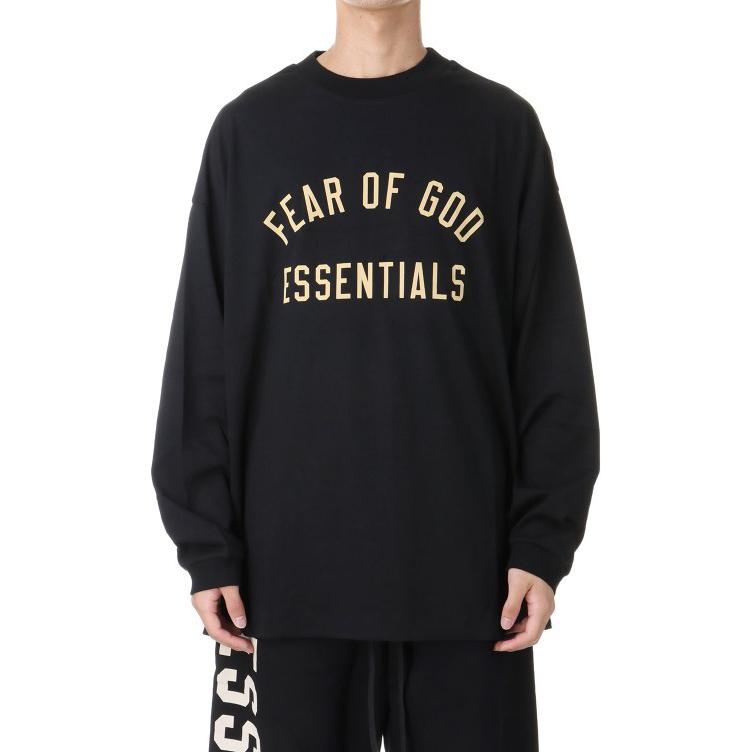 Джерси Футболка с Длинным Рукавом Fear Of God Essentials, Обсидиановый Черный/Черный — фото 4