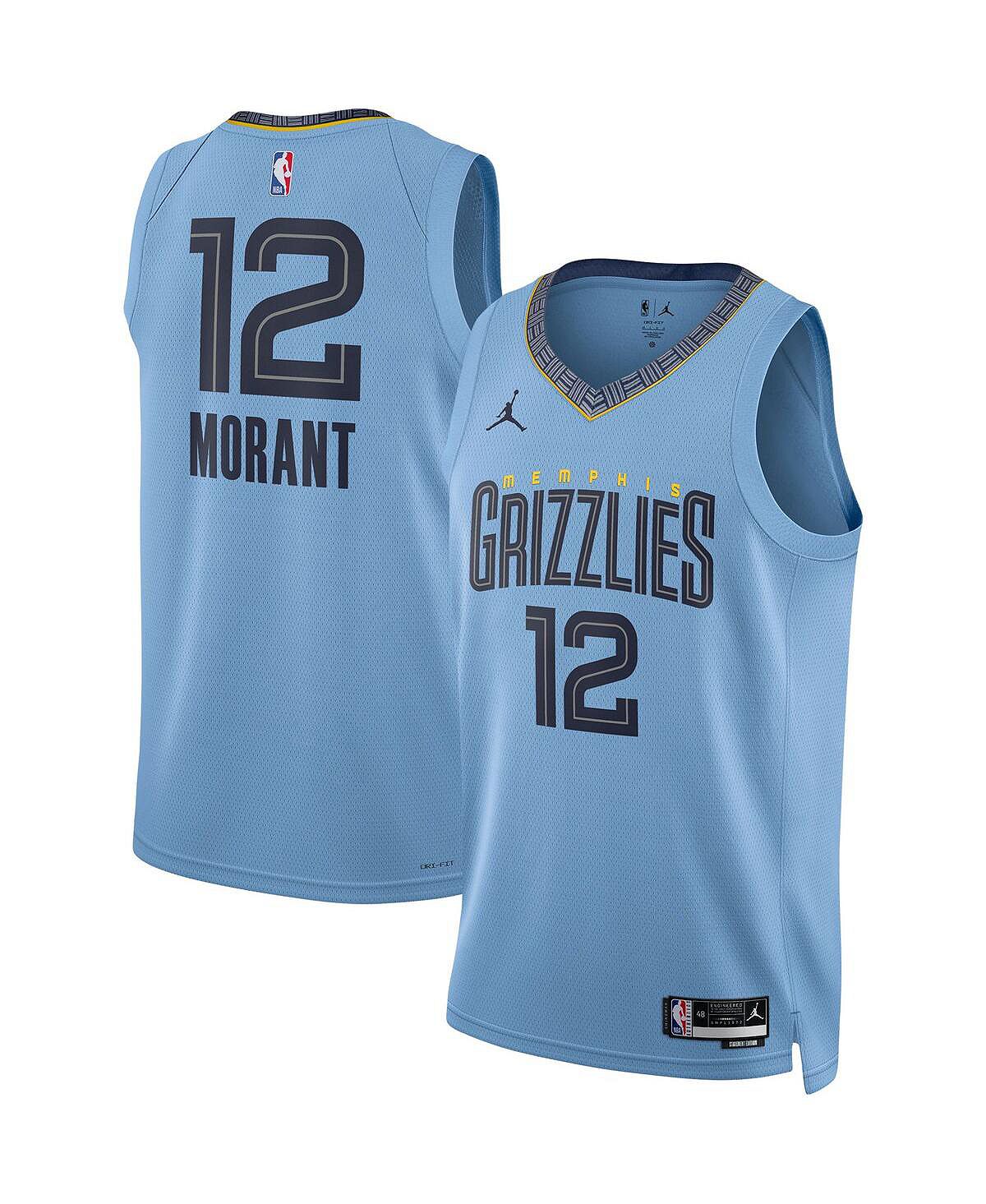 

Мужская голубая мужская футболка бренда Ja Morant Memphis Grizzlies 2022/23 Statement Edition Swingman Jordan, Синий, Мужская голубая мужская футболка бренда Ja Morant Memphis Grizzlies 2022/23 Statement Edition Swingman Jordan