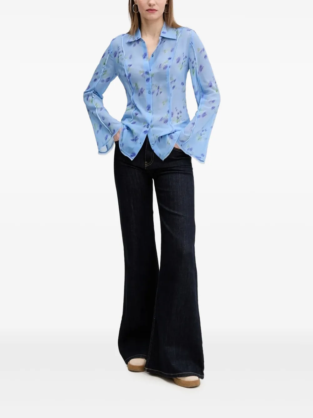 

Рубашка с цветочным принтом Hugo, синий