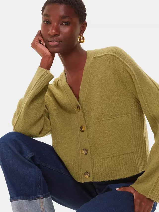

Кардиган Whistles Wool Blend Pocket, цвет sage/green