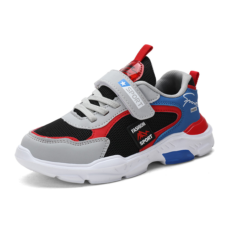 

Детские кроссовки с низкой посадкой, износостойкие, дышащие, мягкие KUPE, черный/красный