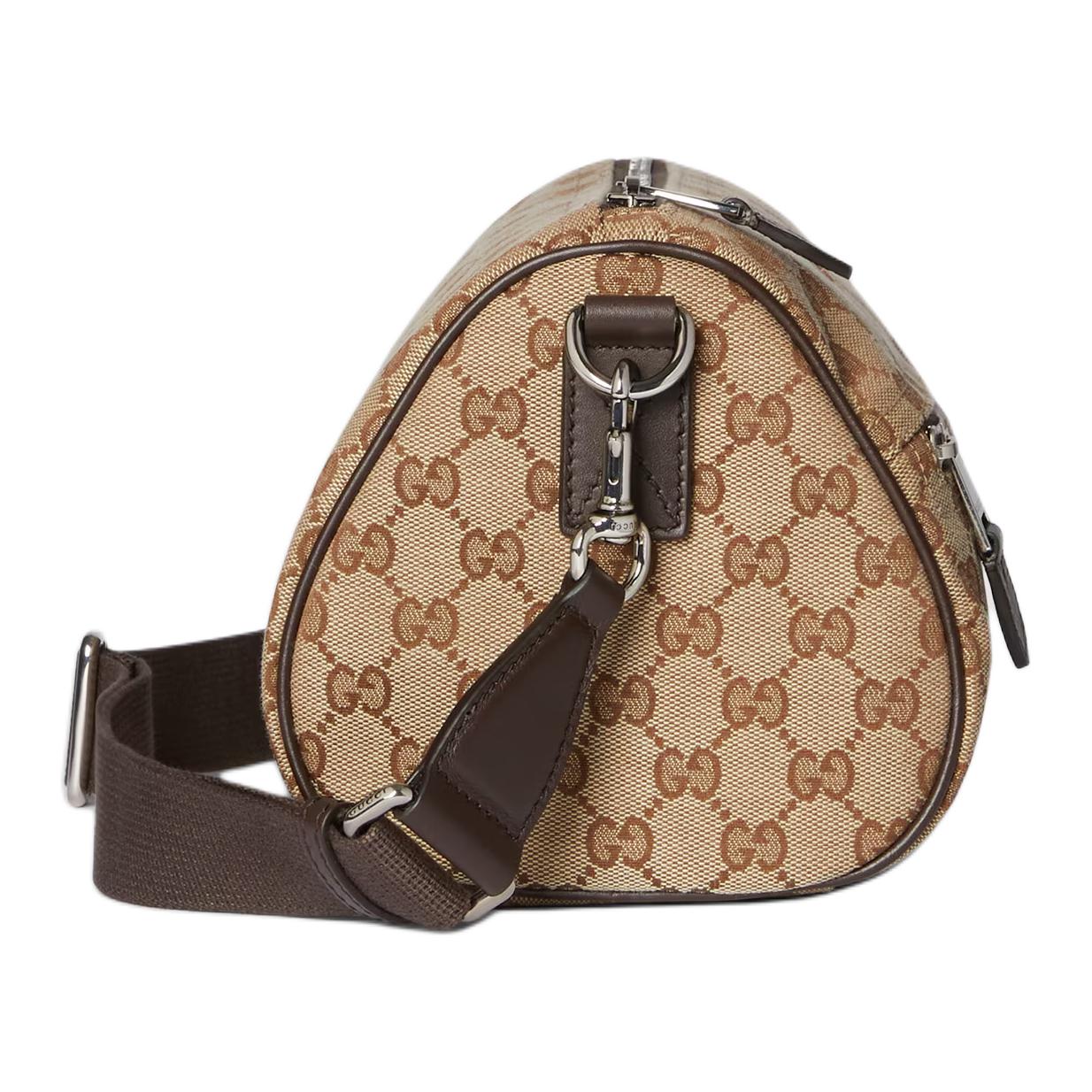 GUCCI GG Canvas Boston Bag, Crossbody Bag, Shoulder Bag Small Men's Beige & Dark Brown — фото 3