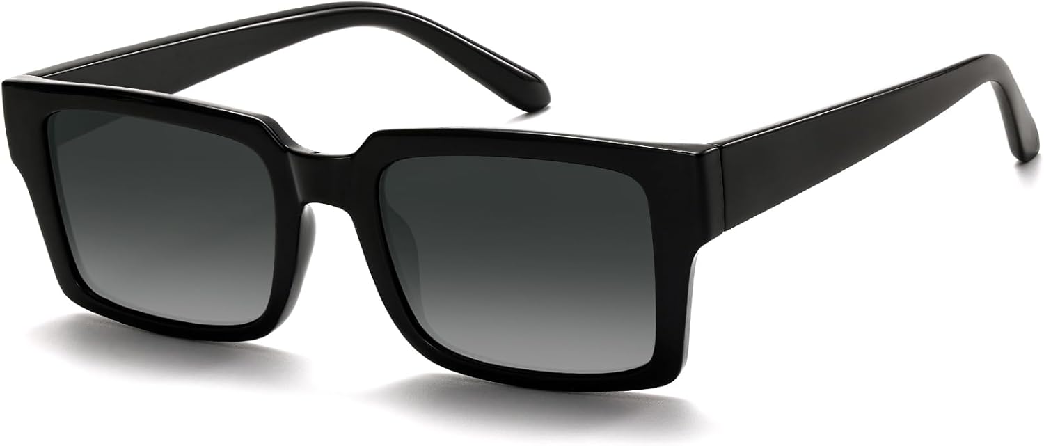 

Солнцезащитные очки IOHLNG в стиле ретро-винтаж для женщин и мужчин. Модные прямоугольные солнцезащитные очки с защитой от УФ-излучения, Black Frames + Gradient Grey Lens