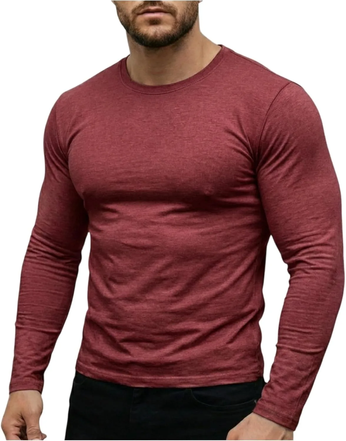 

Мужская однотонная футболка с длинным рукавом Henley