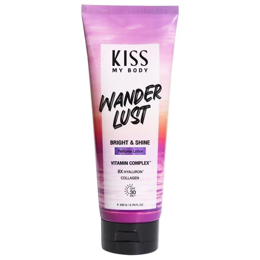 

Kiss My Body Парфюмированный лосьон Bright Shine SPF 30 PA+++ Wanderlust 200 G. โลชั่นน้ำหอม, Purple