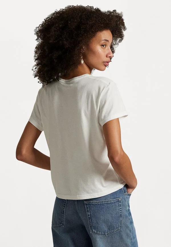 Классическая футболка из трикотажа укороченного кроя, базовая футболка. Polo Ralph Lauren, White — фото 3